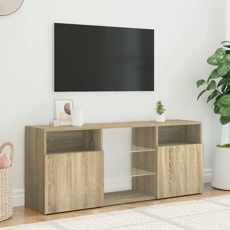 Meuble TV avec lumières LED chêne sonoma 120x30x50 cm - 4