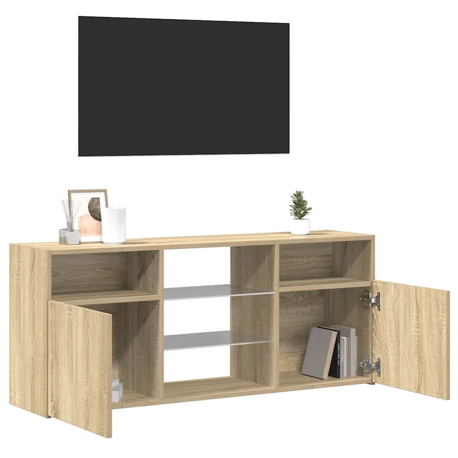 Meuble TV avec lumières LED chêne sonoma 120x30x50 cm - 5