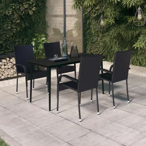 Ensemble à manger de jardin 5 pcs Noir