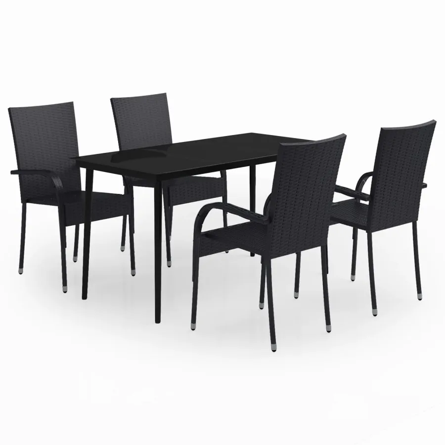 Ensemble à manger de jardin 5 pcs Noir - 2
