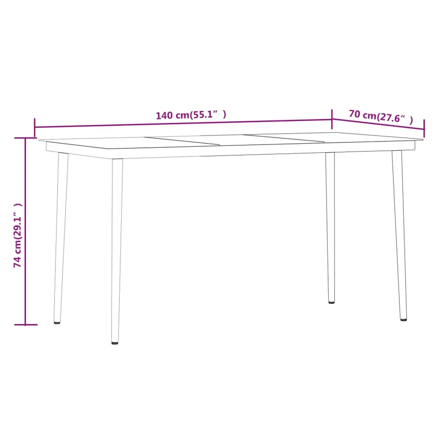 Ensemble à manger de jardin 5 pcs Noir - 8