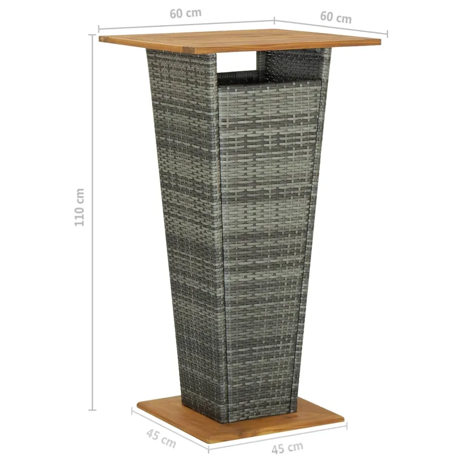 Ensemble de bar de jardin 5 pcs et coussins Résine tressée Gris - 10