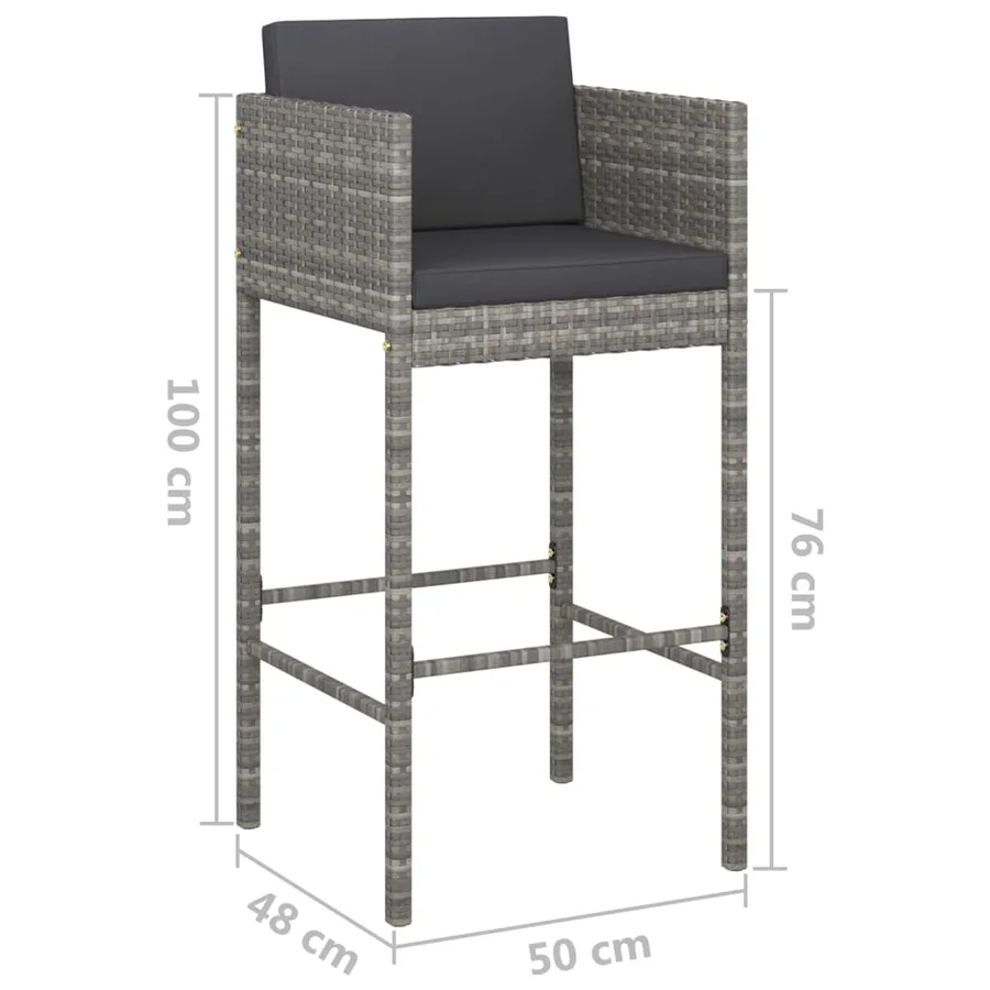 Ensemble de bar de jardin 5 pcs et coussins Résine tressée Gris - 9