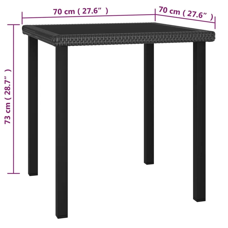 Ensemble à manger de jardin 3 pcs Résine tressée Noir - 10