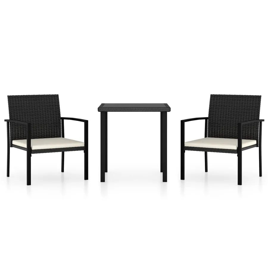Ensemble à manger de jardin 3 pcs Résine tressée Noir - 2