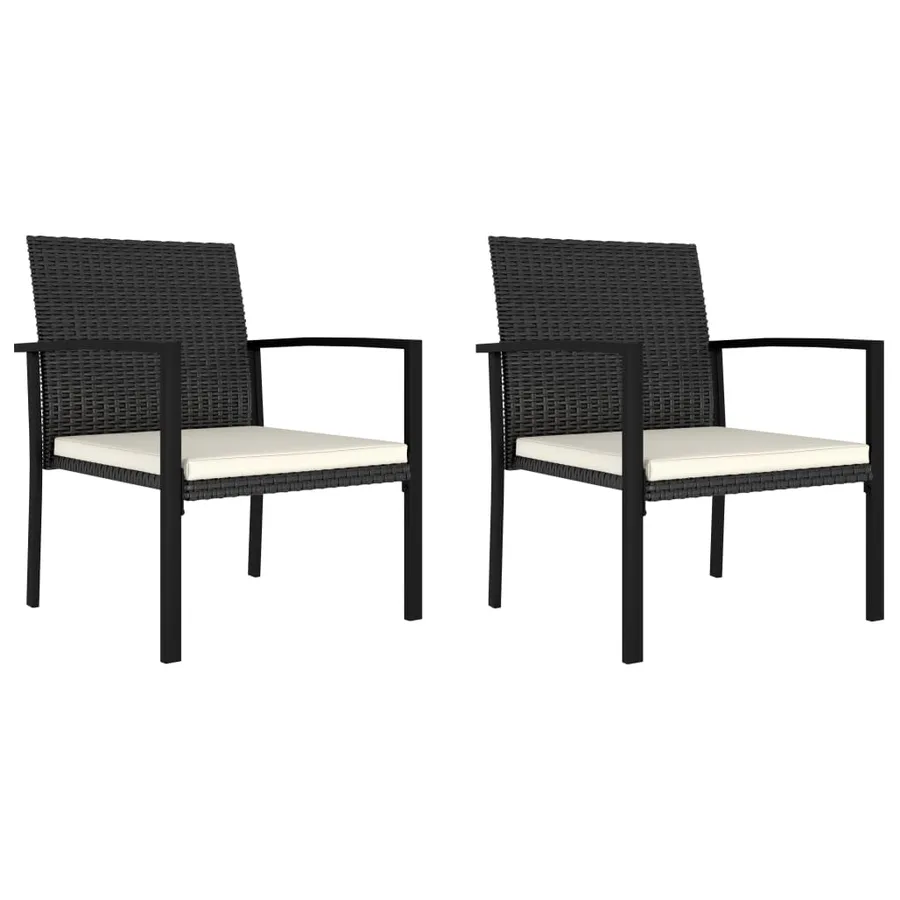 Ensemble à manger de jardin 3 pcs Résine tressée Noir - 6