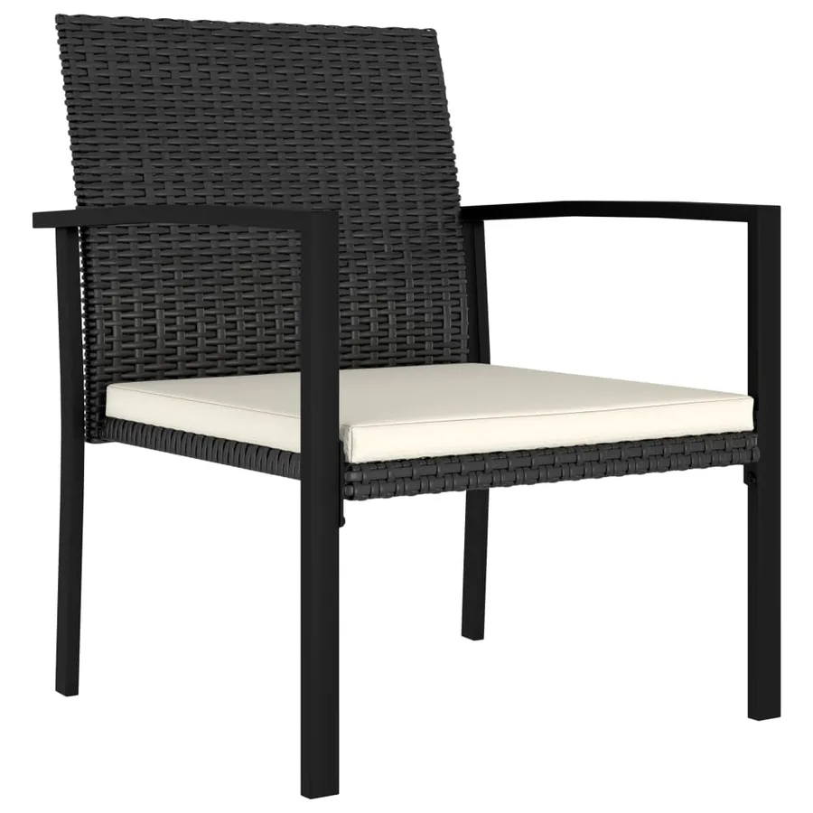 Ensemble à manger de jardin 3 pcs Résine tressée Noir - 7