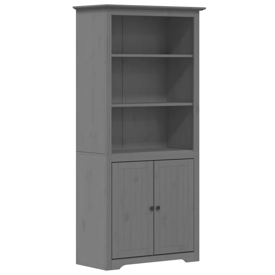 Bibliothèque BODO gris 82x40x173 cm bois de pin massif - 2