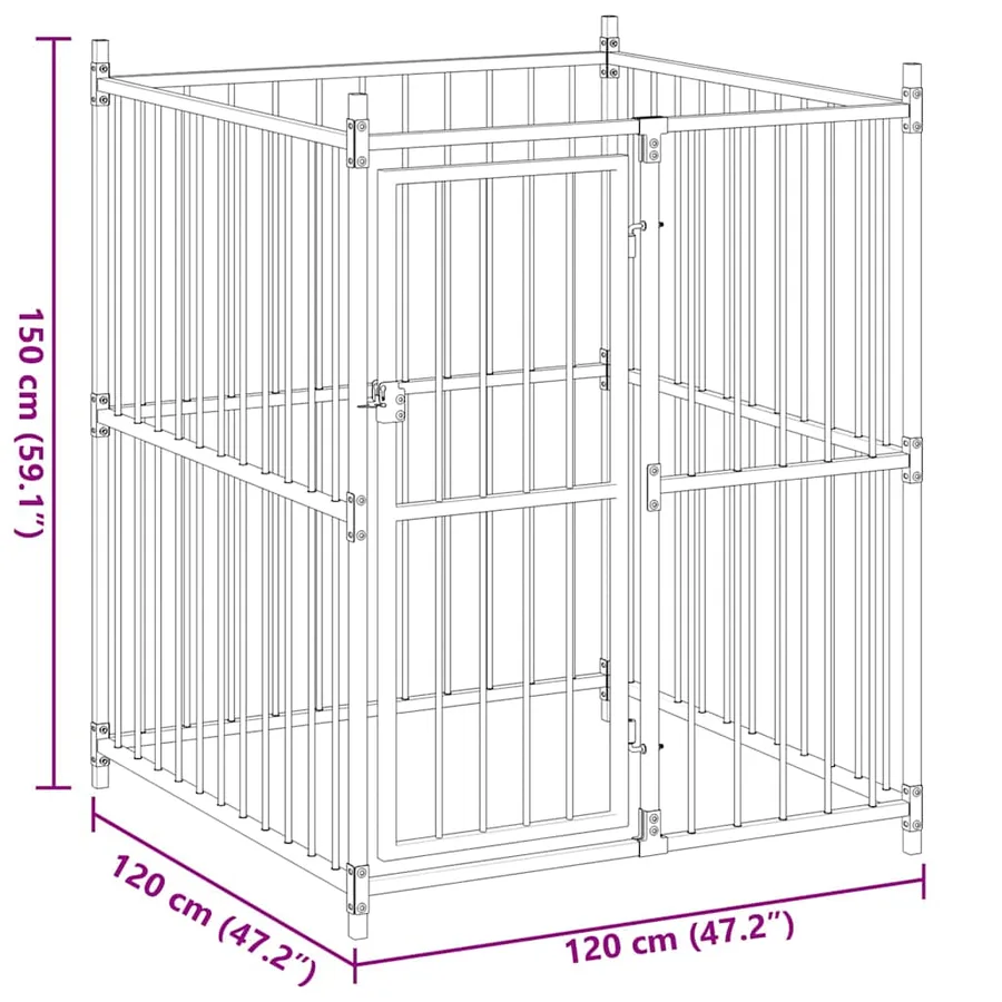 Chenil extérieur pour chiens 120 x 120 x 150 cm - 7