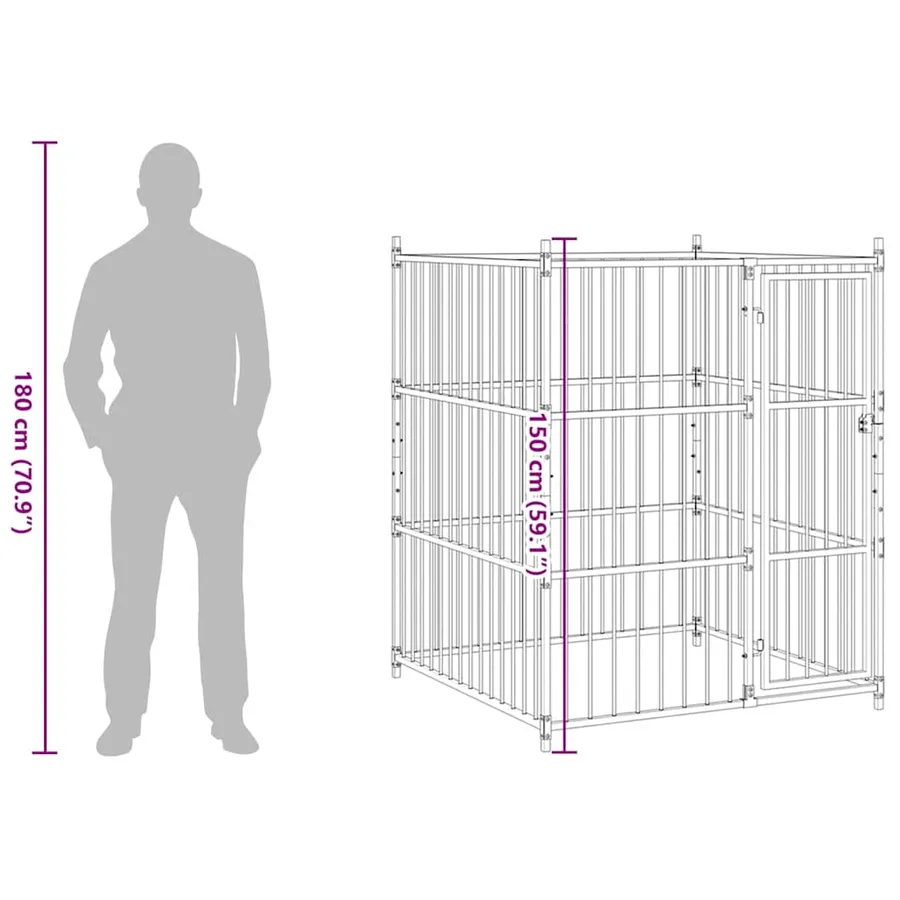Chenil extérieur pour chiens 120 x 120 x 150 cm - 8