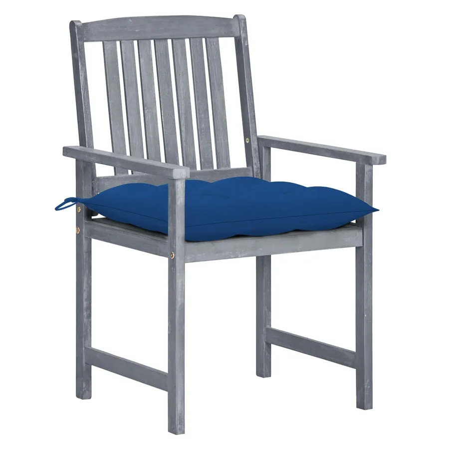 Chaises de jardin et coussins lot de 8 Bois acacia solide Gris - 2