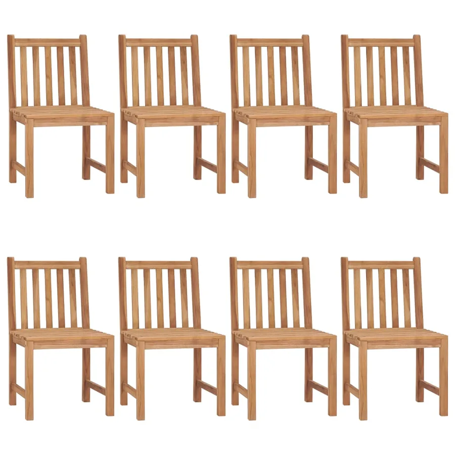 Chaises de jardin lot de 8 avec coussins Bois de teck massif - 2