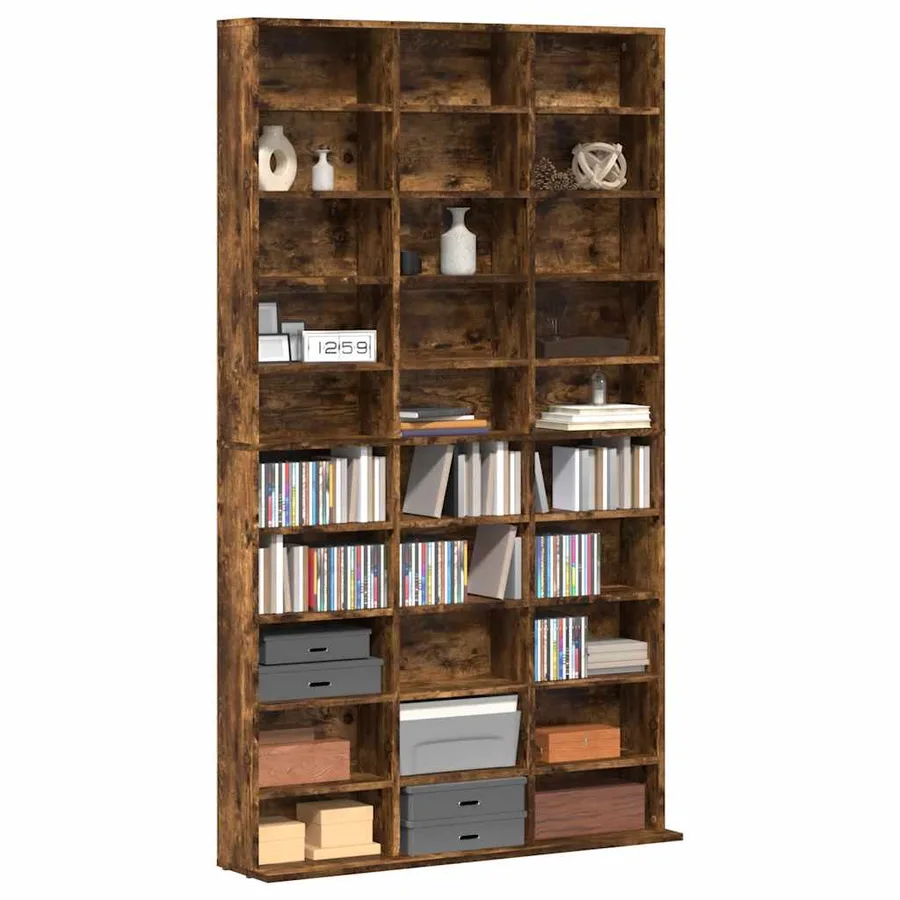 Armoire à CD Chêne fumé 102x23x177,5 cm Bois d'ingénierie - 3