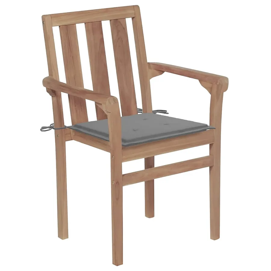 Chaises de jardin empilables avec coussins lot de 4 Teck solide - 16