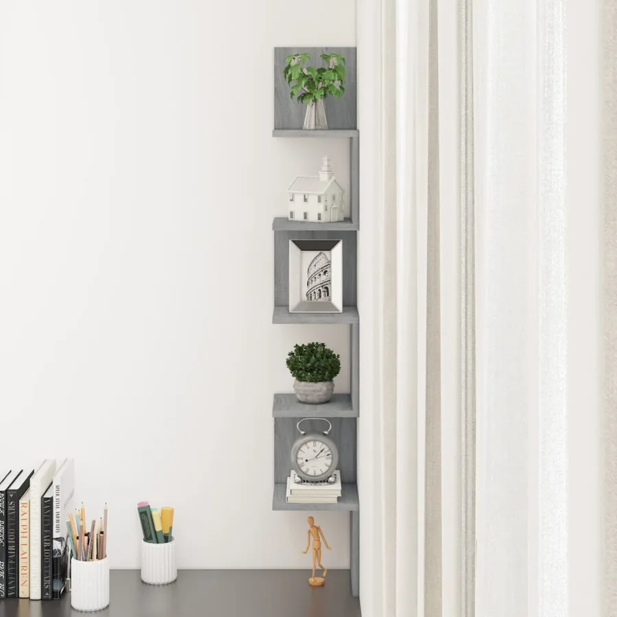 Étagère angle murale Sonoma gris 20x20x127,5 cm Bois ingénierie - 6