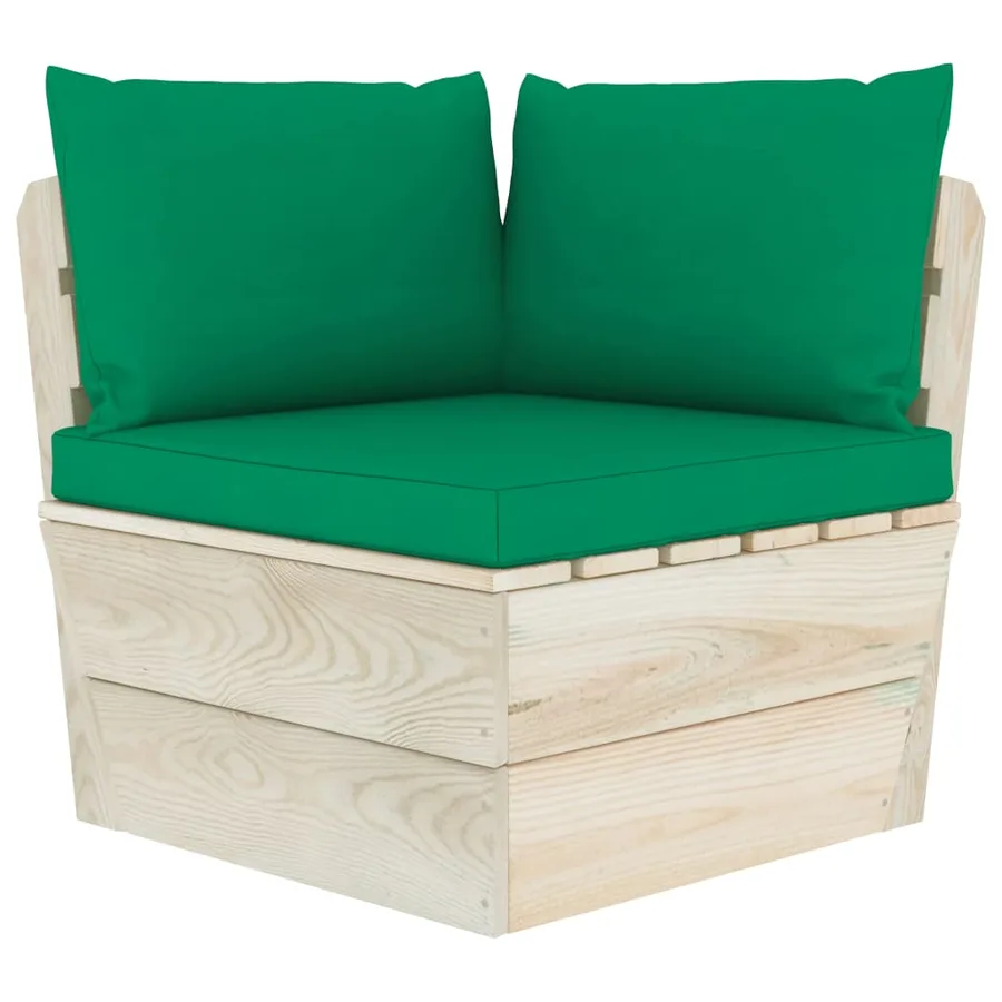 Canapé d'angle palette de jardin avec coussins Épicéa imprégné - 2