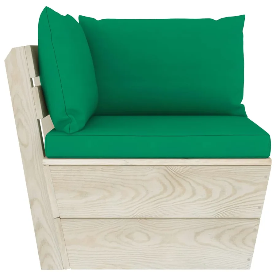 Canapé d'angle palette de jardin avec coussins Épicéa imprégné - 3