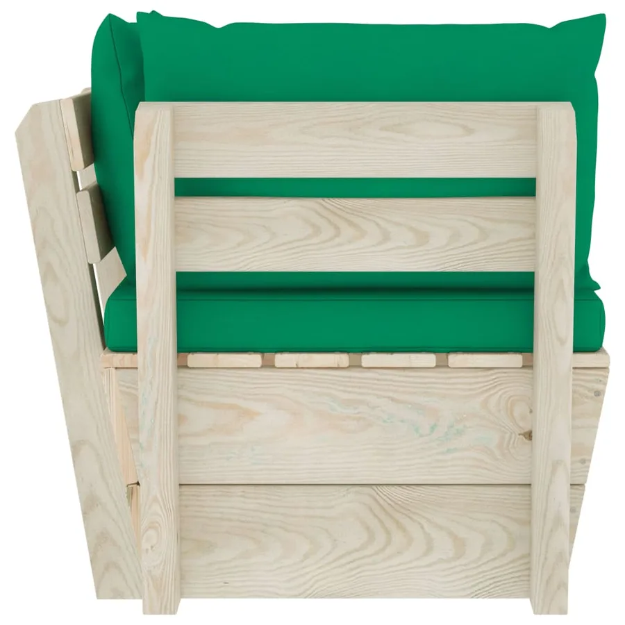Canapé d'angle palette de jardin avec coussins Épicéa imprégné - 4