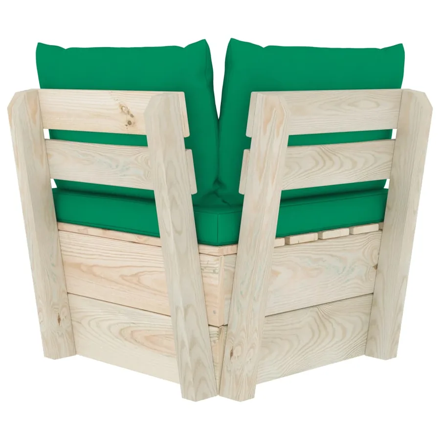 Canapé d'angle palette de jardin avec coussins Épicéa imprégné - 5