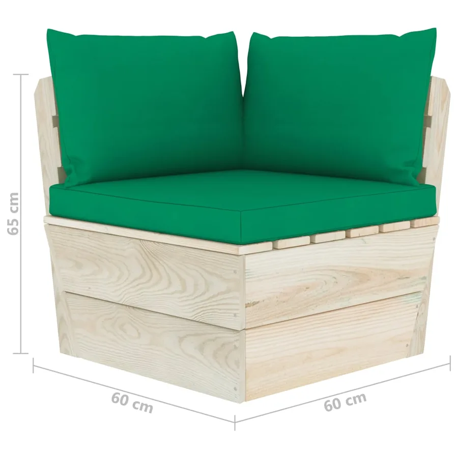 Canapé d'angle palette de jardin avec coussins Épicéa imprégné - 7