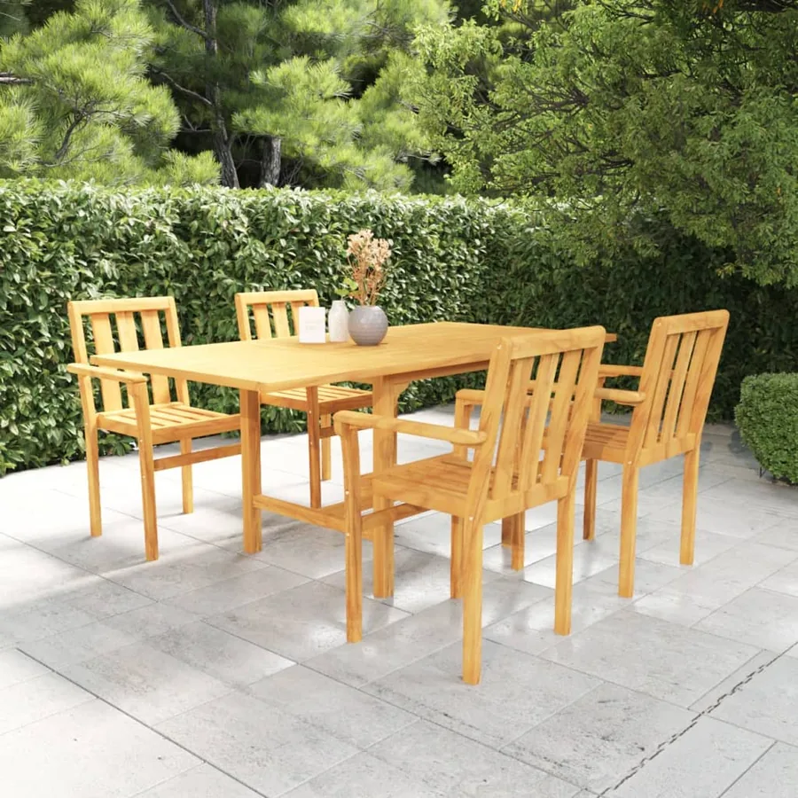 Ensemble à manger de jardin 5 pcs Bois de teck massif