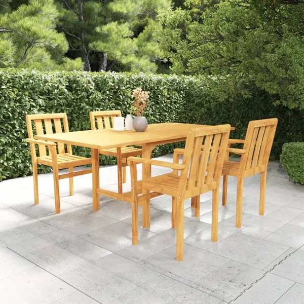 Ensemble à manger de jardin 5 pcs Bois de teck massif