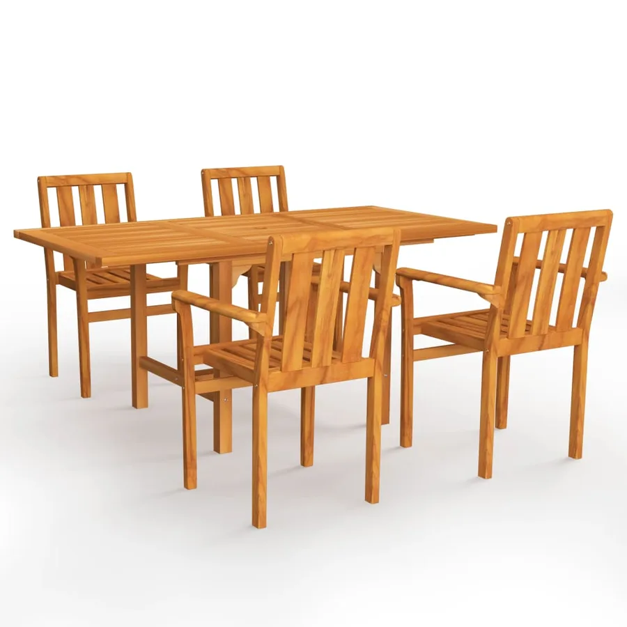 Ensemble à manger de jardin 5 pcs Bois de teck massif - 2