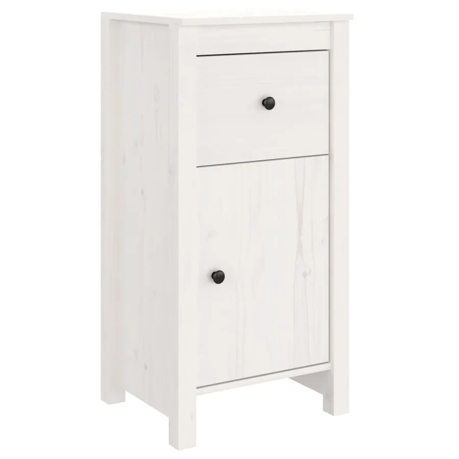 Buffet blanc 40x35x80 cm bois massif de pin - 2