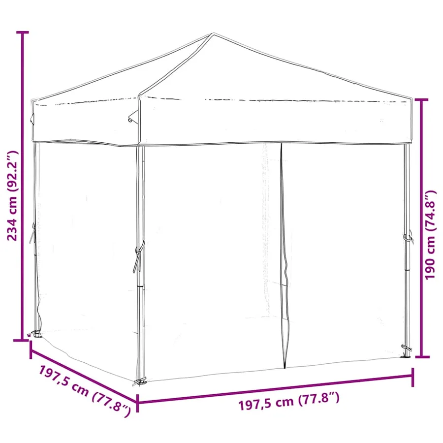 Tente de réception pliable avec parois Noir 2x2 m - 9
