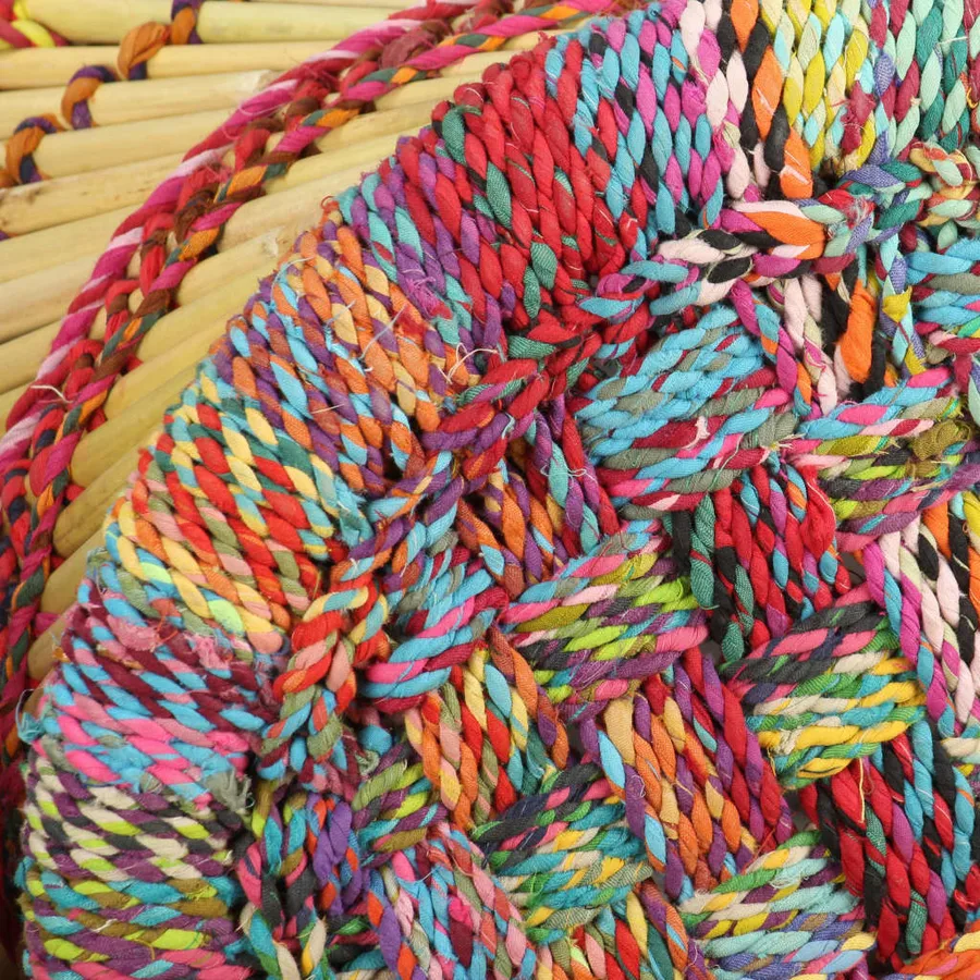 Tabourets avec détails chindi lot de 2 multicolore bambou - 9