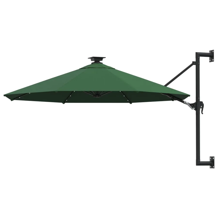 Parasol mural de jardin avec LED 300 cm vert
