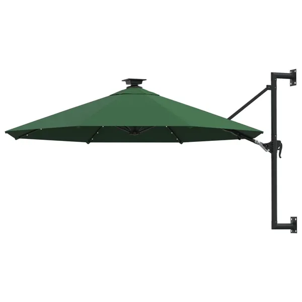 Parasol mural de jardin avec LED 300 cm vert