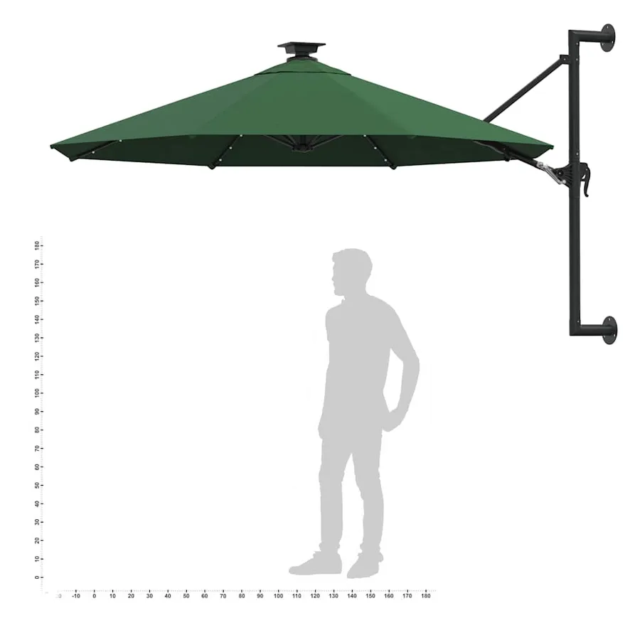 Parasol mural de jardin avec LED 300 cm vert - 10