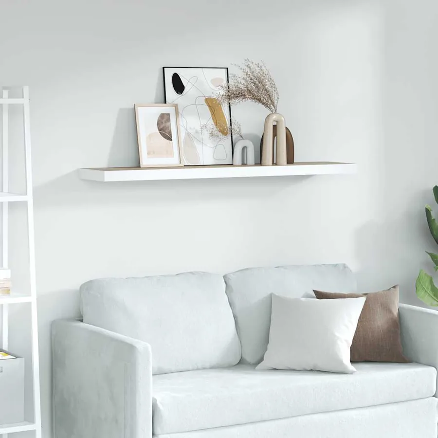Étagère flottante murale chêne et blanc 120x23,5x3,8 cm MDF