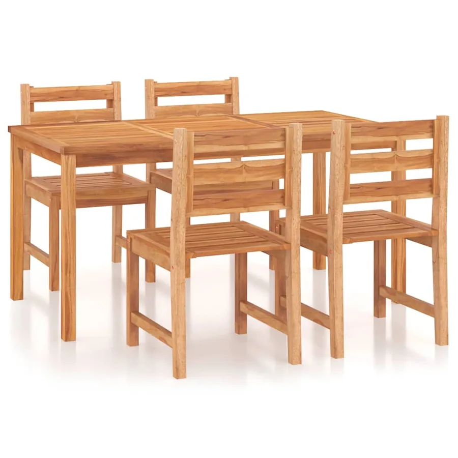 Ensemble à manger de jardin 5pcs Bois de teck massif - 2