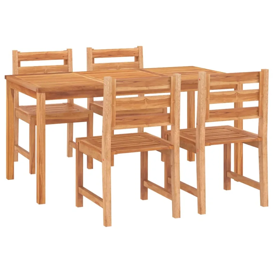 Ensemble à manger de jardin 5pcs Bois de teck massif - 3