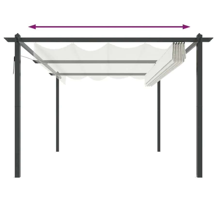 Tonnelle de jardin avec toit rétractable 4x3 m Crème - 5
