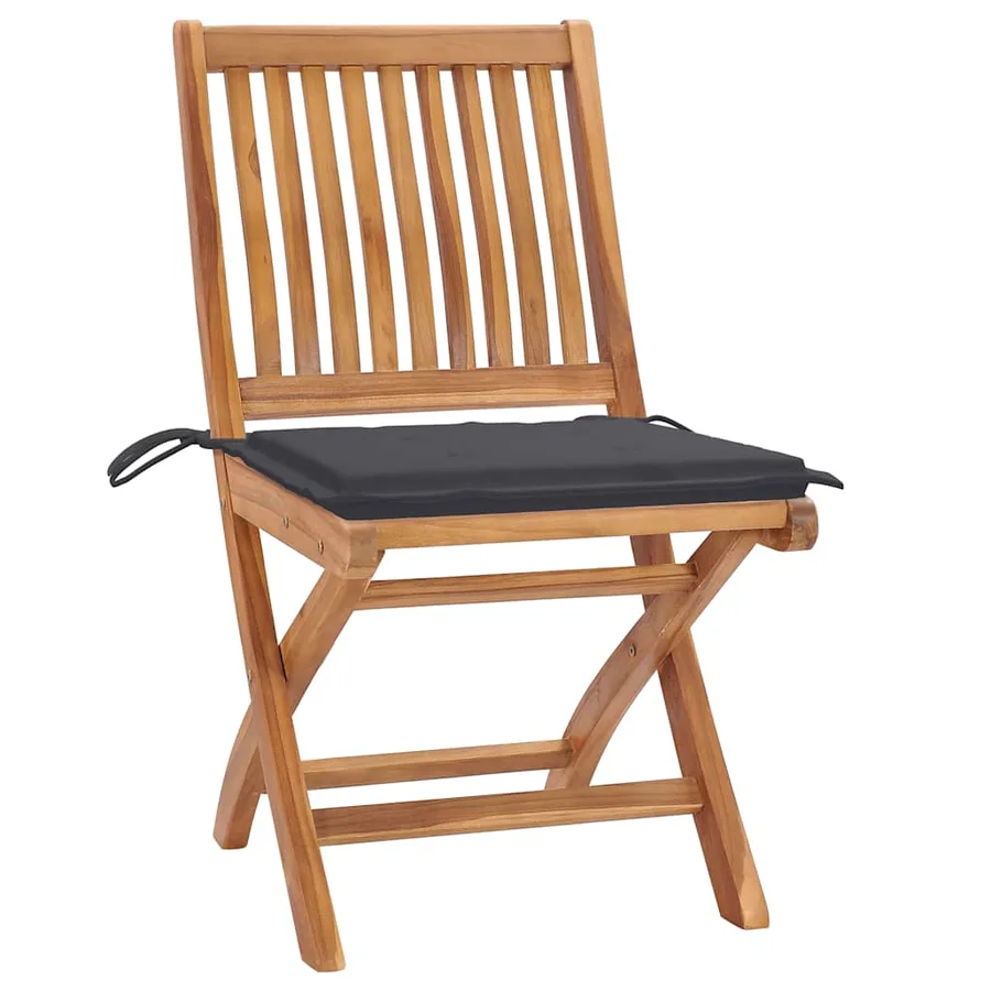 Chaises pliables de jardin avec coussins lot de 4 Teck solide - 2