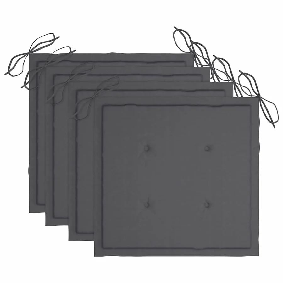 Chaises pliables de jardin avec coussins lot de 4 Teck solide - 7