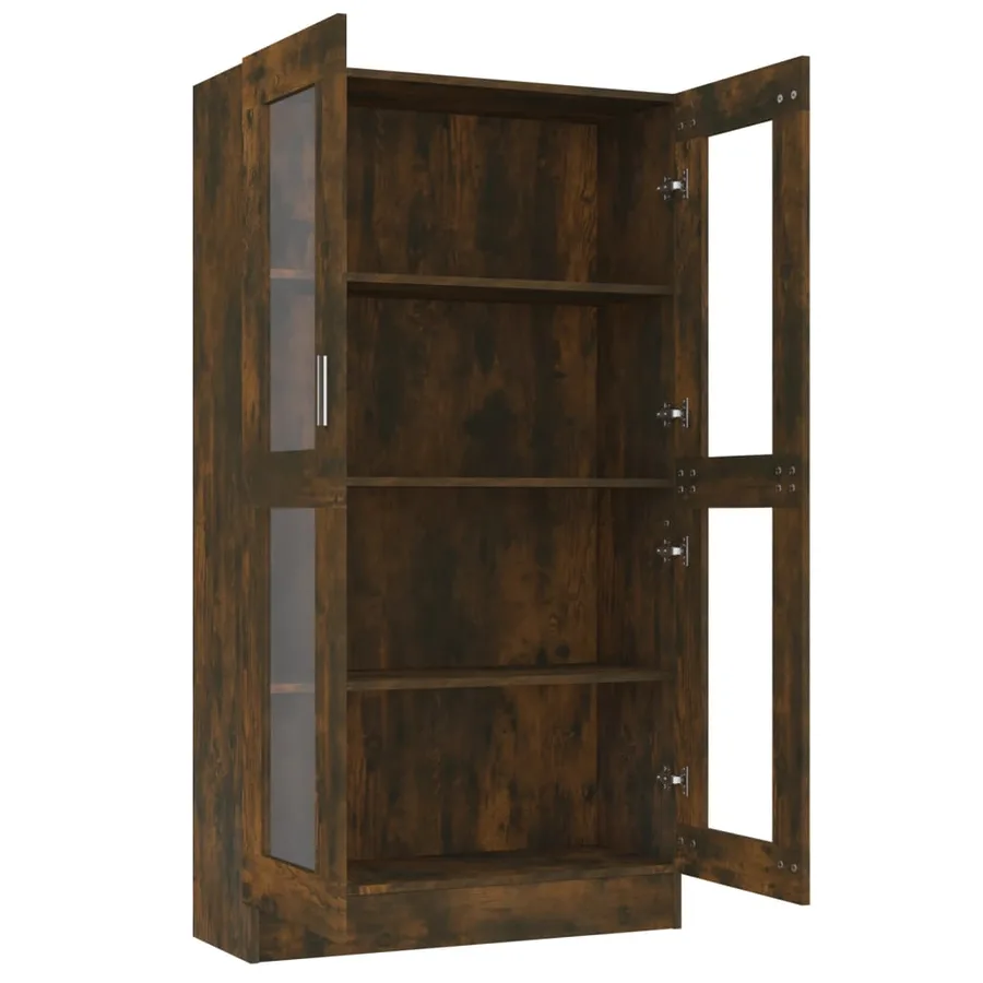 Armoire à vitrine Chêne fumé 82,5x30,5x150 cm Bois d'ingénierie - 5