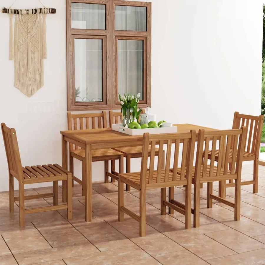 Ensemble de salle à manger de jardin 7 pièces 160 x 80 cm en bois de teck massif