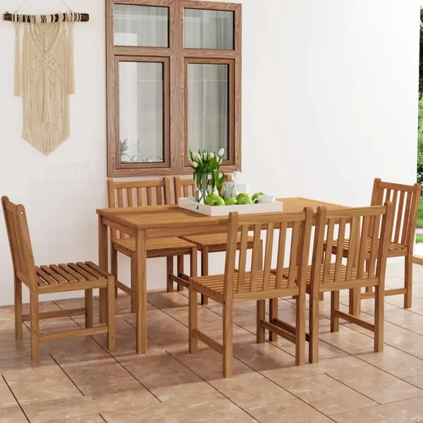 Ensemble de salle à manger de jardin 7 pièces 160 x 80 cm en bois de teck massif