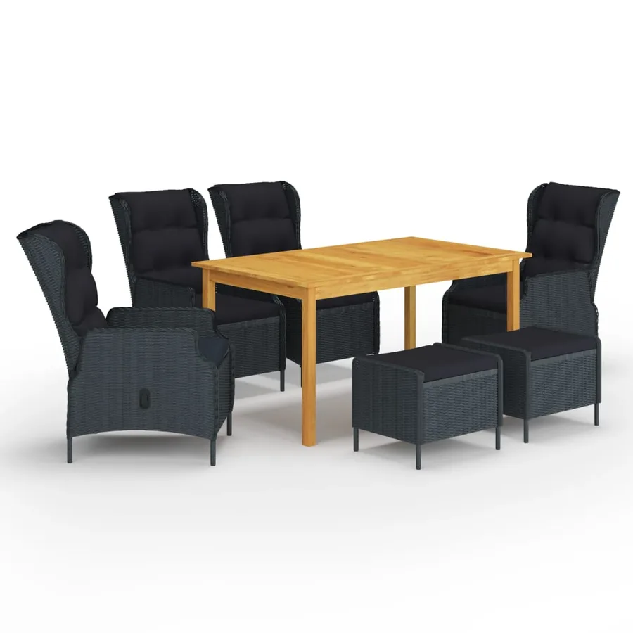 Ensemble à manger de jardin 7 pcs Gris foncé
