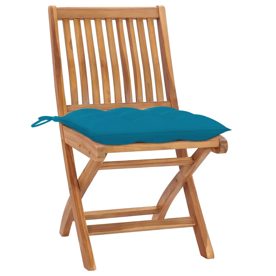 Chaises pliables de jardin avec coussins lot de 4 Teck solide - 2
