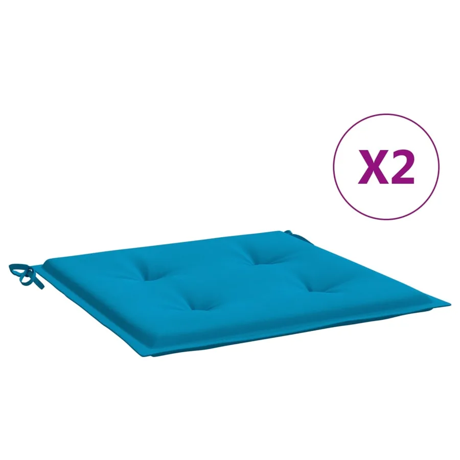 Coussins de chaise de jardin lot de 2 bleu 50x50x4 cm - 2