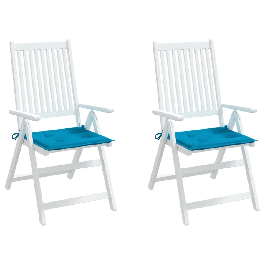 Coussins de chaise de jardin lot de 2 bleu 50x50x4 cm - 4