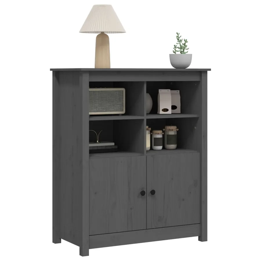 Buffet Gris 83x41,5x100 cm Bois massif de pin - 4