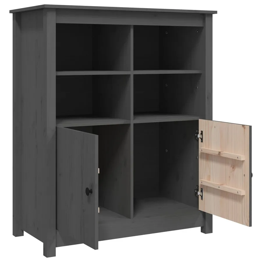 Buffet Gris 83x41,5x100 cm Bois massif de pin - 7