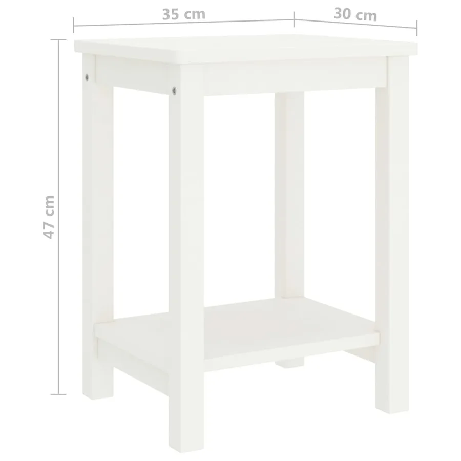 Table de chevet blanc 35x30x47 cm bois de pin massif - 5