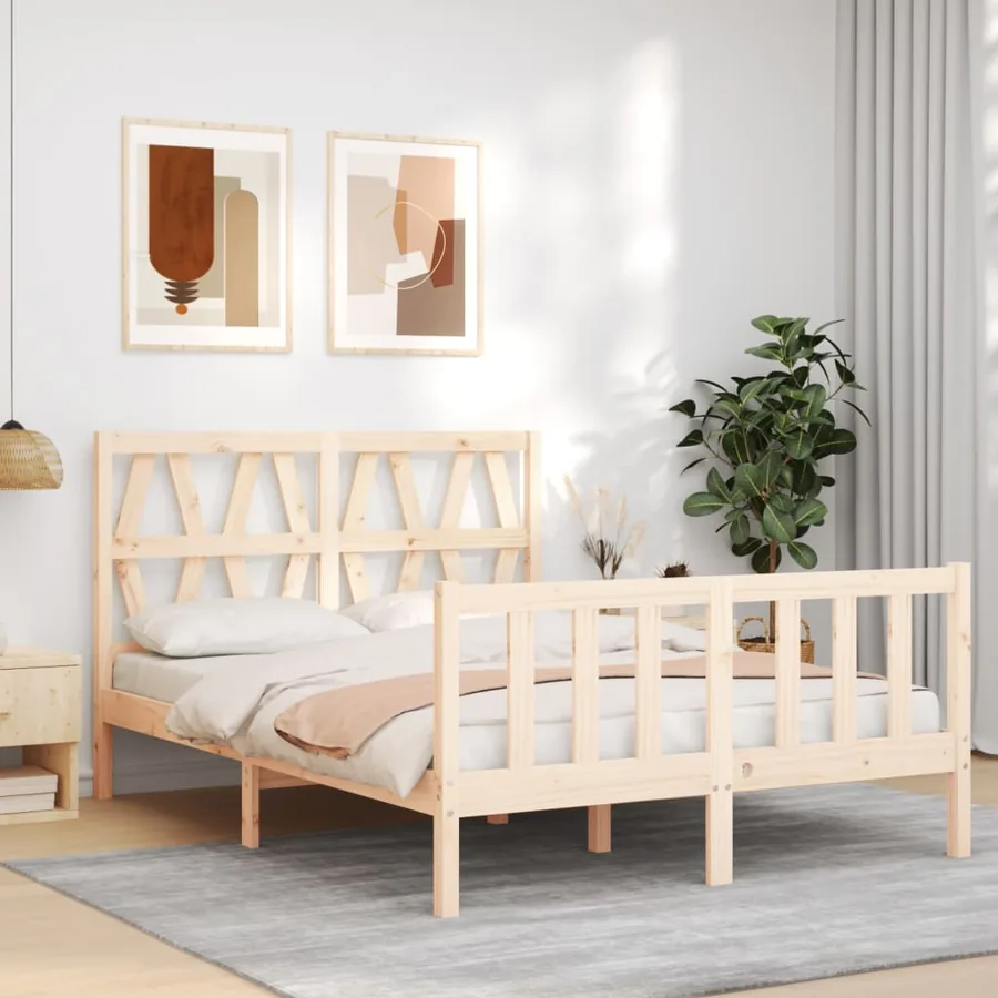 Cadre de lit sans matelas 140x200 cm bois massif de pin